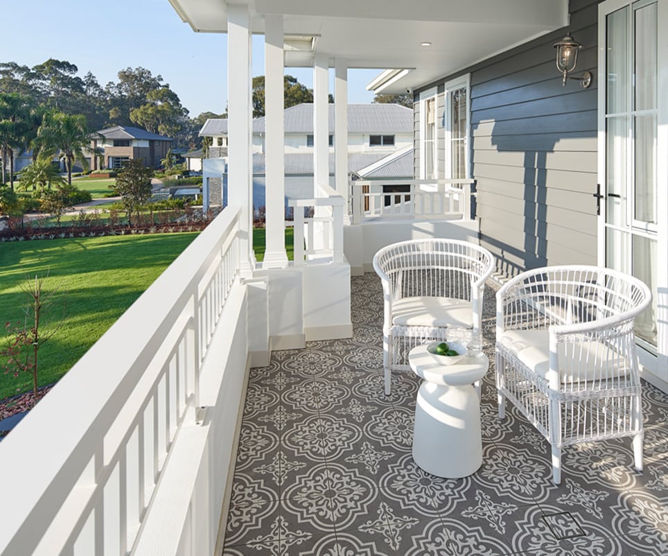 Relaxing balcony space with outdoor seating