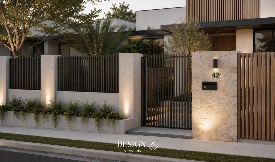 image of modern fence design using various elements